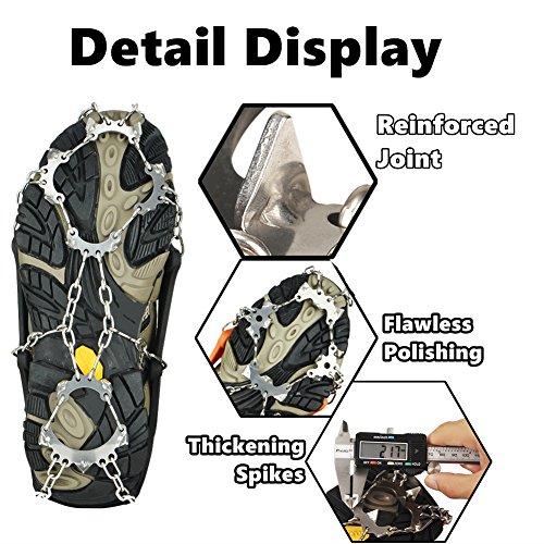 szlzhsm Crampons Universal Flexible Anti-Slip Ice Grips Snow Traction Cleats Ice Spikes Crampon with Stainless Steel Chain for Climbing Hiking - Thumbnail 3