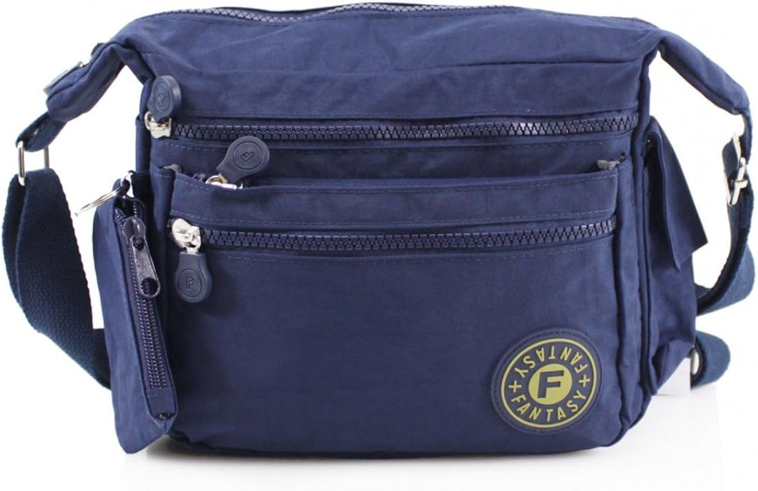 WKDS 7003 Ladies Nylon Light Weight Women Cross Body Bags Multi Zipped