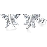 RANDES 925 Sterling Silver Dragonfly Stud Earrings for Women Trendy Dainty Cute Earrings Ruby/Sapphire/Emerald Gemstone Studs Birthstone Anniversary Jewelry