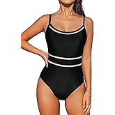 CUPSHE Women's One Piece Swimsuit Round Neck Bathing Suit Mesh Adjustable Straps Spaghetti