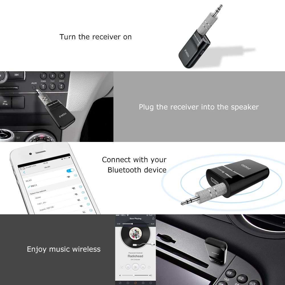 Car Bluetooth Receiver Wireless Portable Audio Adapter 3.5mm Aux Stereo Output Wireless Car Kit Portable Wireless Audio Adapter 3.5mm Aux Stereo Output Wireless Car Kits