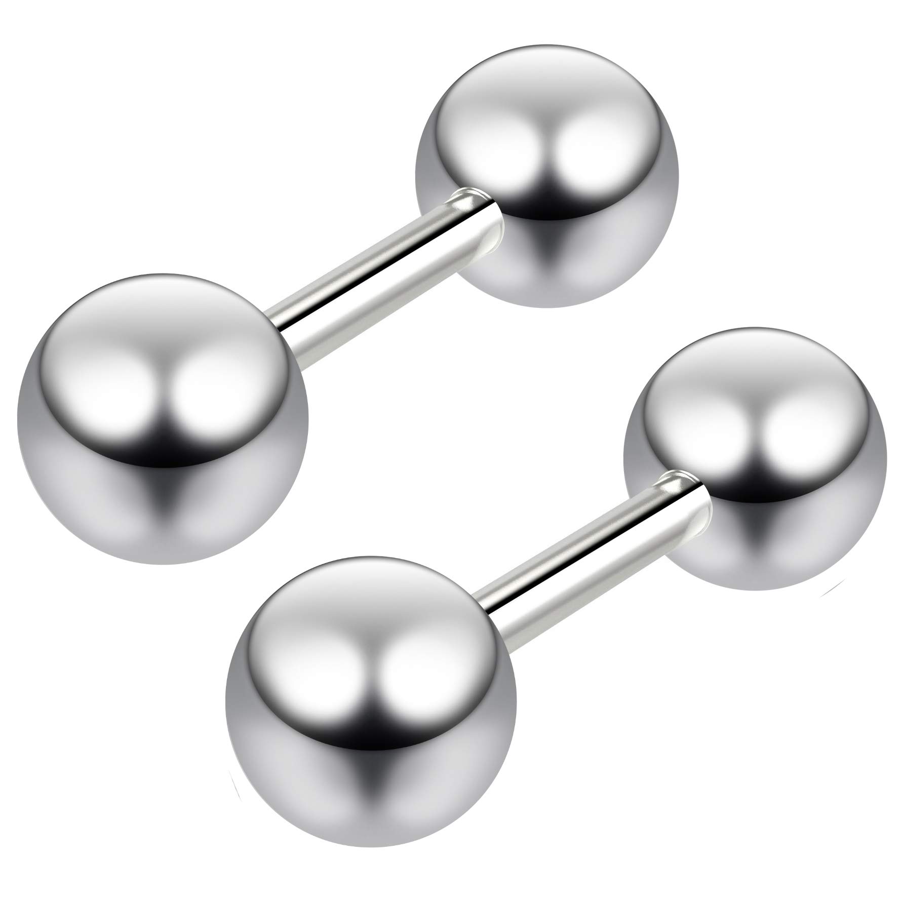 2pc 5mm Ball Stud Earrings for Women Men Surgical Stainless Steel 16g 1.2mm Fake Plugs 6mm