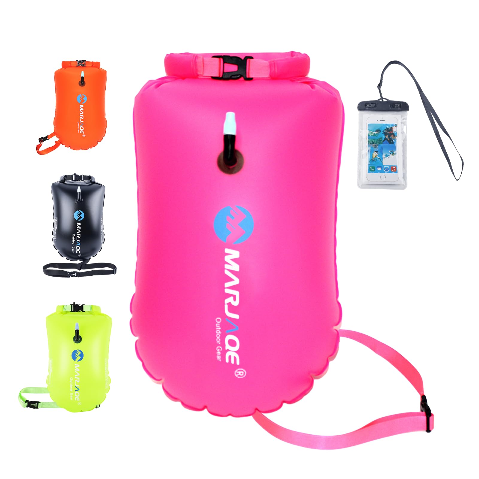 Esoes Tow Floats for Open Water Swimming, Swim Buoy Open Water Swimming Float with Phone Case, Wild Swimming Float, Wild Swimming Accessories Triathlete (Rosered)