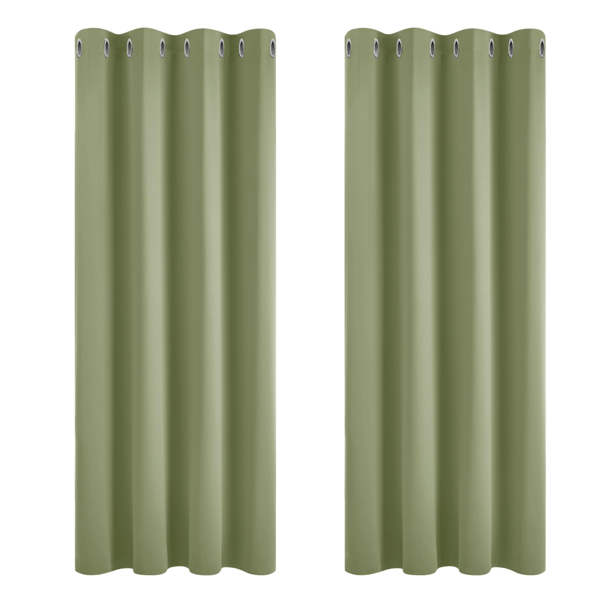 Deconovo Thermal Blackout Curtains Super Soft Eyelet Curtains for Bedroom 66 x 54 Inch Sage Green 2 Panels