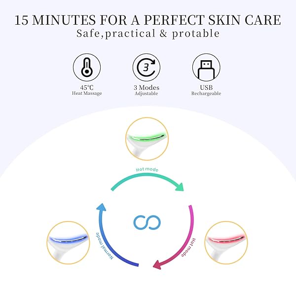 MS.W 3-IN-1 BEAUTY MASSAGER FOR FACE AND NECK, FACIAL MASSAGER WITH HEAT, VIBRATION AND LED, ELECTRIC FACE MASSAGER FOR SKIN IMPROVE, SMOOTH, FIRM