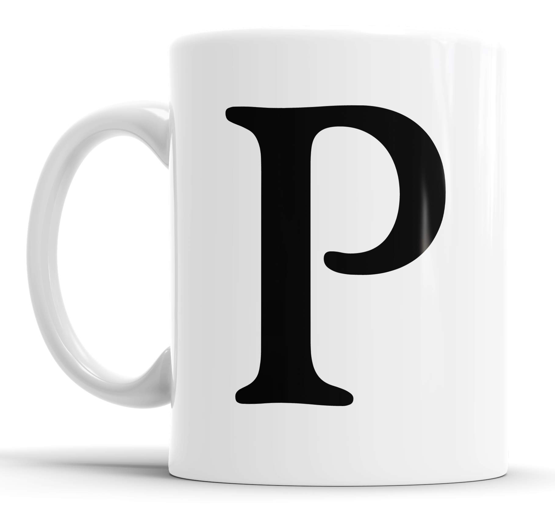 Faithful Prints Alphabet Mug Letter Mugs Initial Coffee Cup Birthday Fathers Day Gift (Letter P)