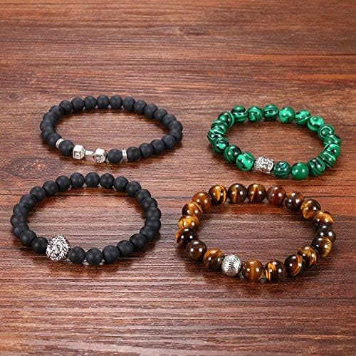 Cupimatch 4 Pieces Lion Head Charm Beads Mala Prayer Buddha Bracelet Gift Set for Men Women - Image 4