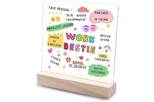 Funny Work Bestie Plaque Gifts for Coworker Friends Bestie Birthday Friendship Gifts Coworker Colleague Leaving Farewell Reti