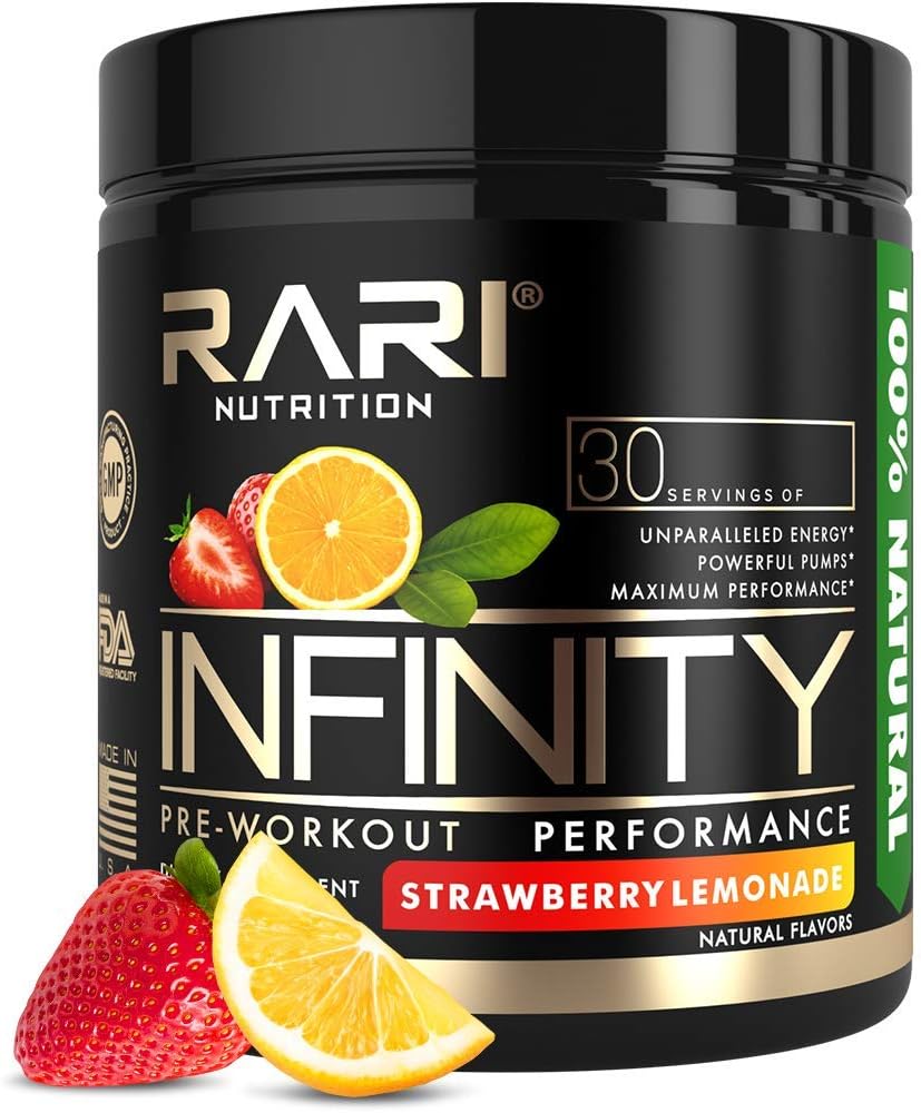 RARI Nutrition - Infinity Pre Workout Powder - Natural Preworkout Supplement for Men and Women - Keto and Vegan Friendly - No Creatine - 30 Servings - (Strawberry Lemonade): Health & Personal Care