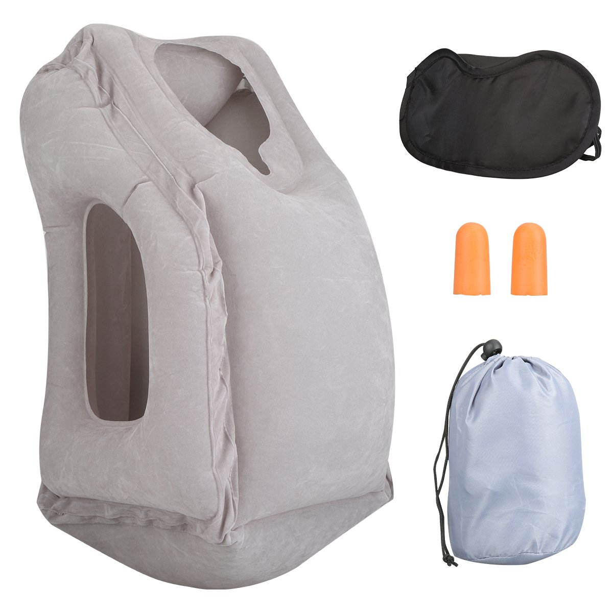 Almohada de viaje almohadilla de aire inflable con tapones para los oídos