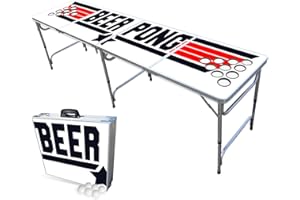 PARTYPONG Standard 8-Foot Folding Beer Pong Table w/Cup Holes - Top Pong Edition