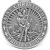 Saint Christopher Medal for Car,Visor Clip,St Christopher Medal for Car,Talisman for Safety,Automotive Visor Accessories,Gift for Drivers, Families, Friends
