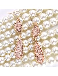 Humble Chic - Pendientes largos de lágrima doble para mujer