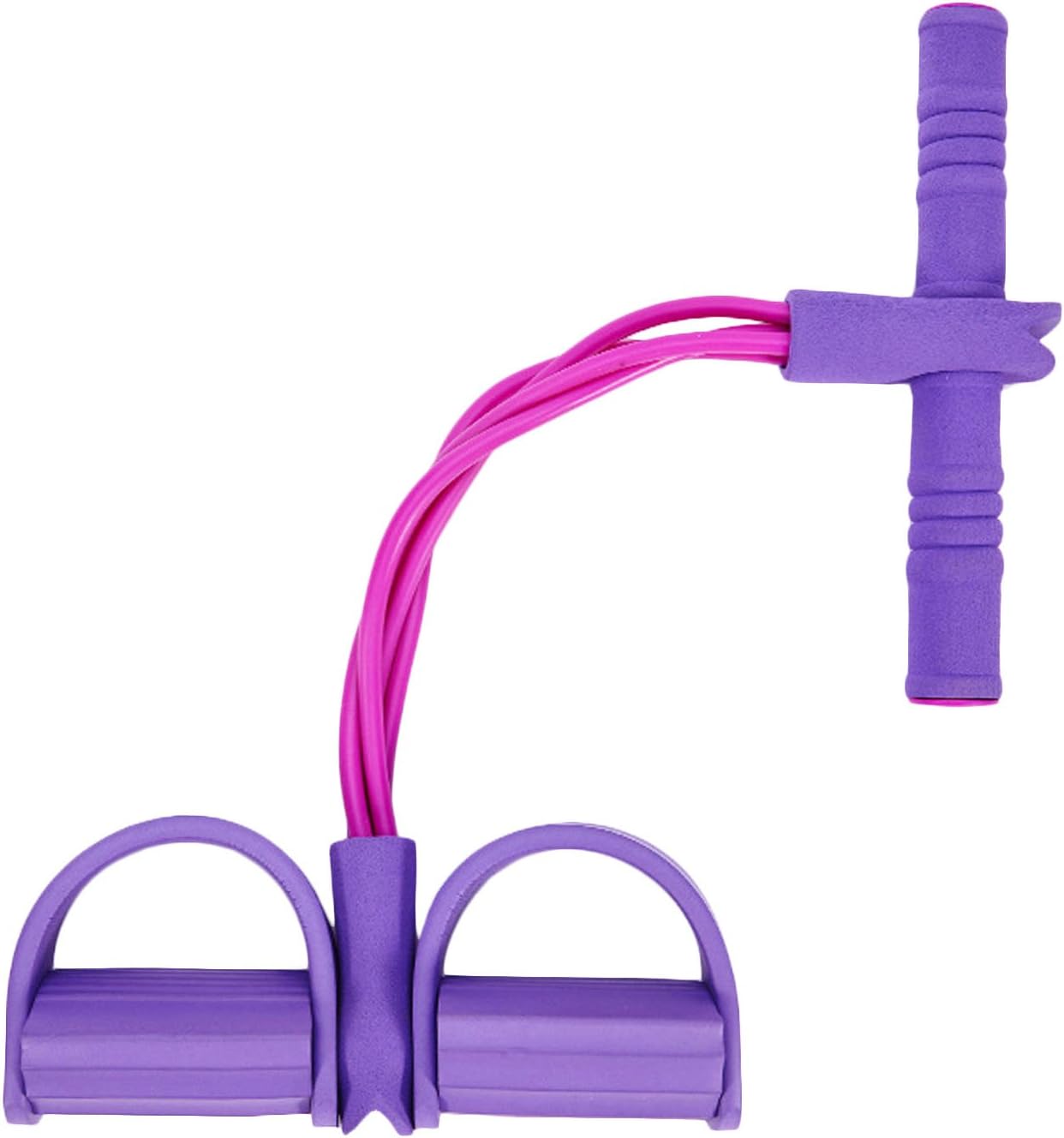 Beetest® Training Resistance Multifunctional 4 Tube Leg Exerciser Pull Rope Yoga Fitness Foot Pedal Pull Ropes Sit-Up Expander Bodybuilding Bands for Home Gym Equipment