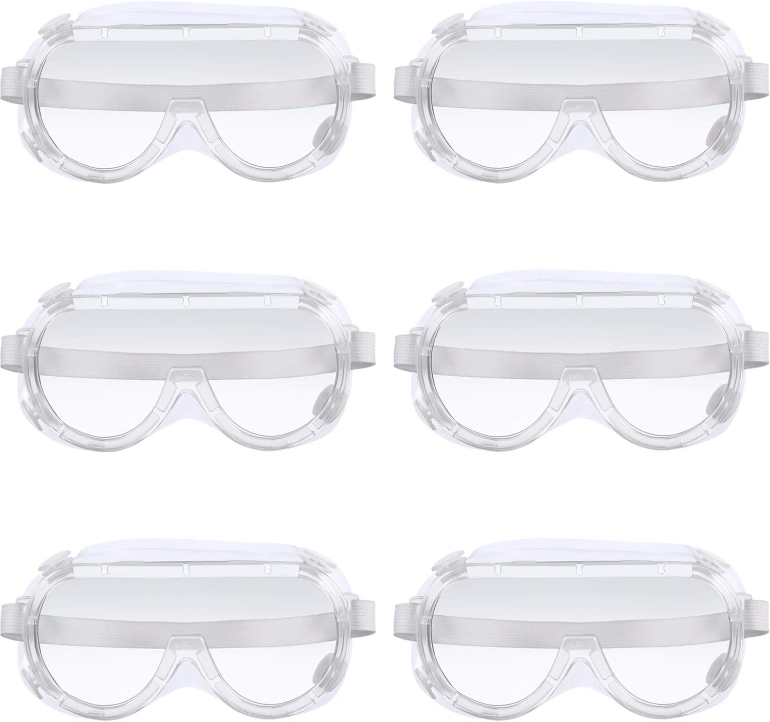 Traditional Technician Safety Goggle Adjustable Chemical Splash Eyewear Goggles Wide-Vision Safety Goggles Impact Resistant Goggle Clear Lens Eyewear for Eyes Protection (6 Pairs)