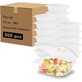 Karat 12 oz Clear Plastic Clamshell Containers with Hinged Lids, 200ct | For Berries and Fruits, For Microgreens, Clear PET, Hinged Lid, For Meal Prep and Takeout