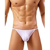 IOZOK Men's Sexy Low Rise Briefs Ice Silk String Bikini Underwear with Bulge Pouch