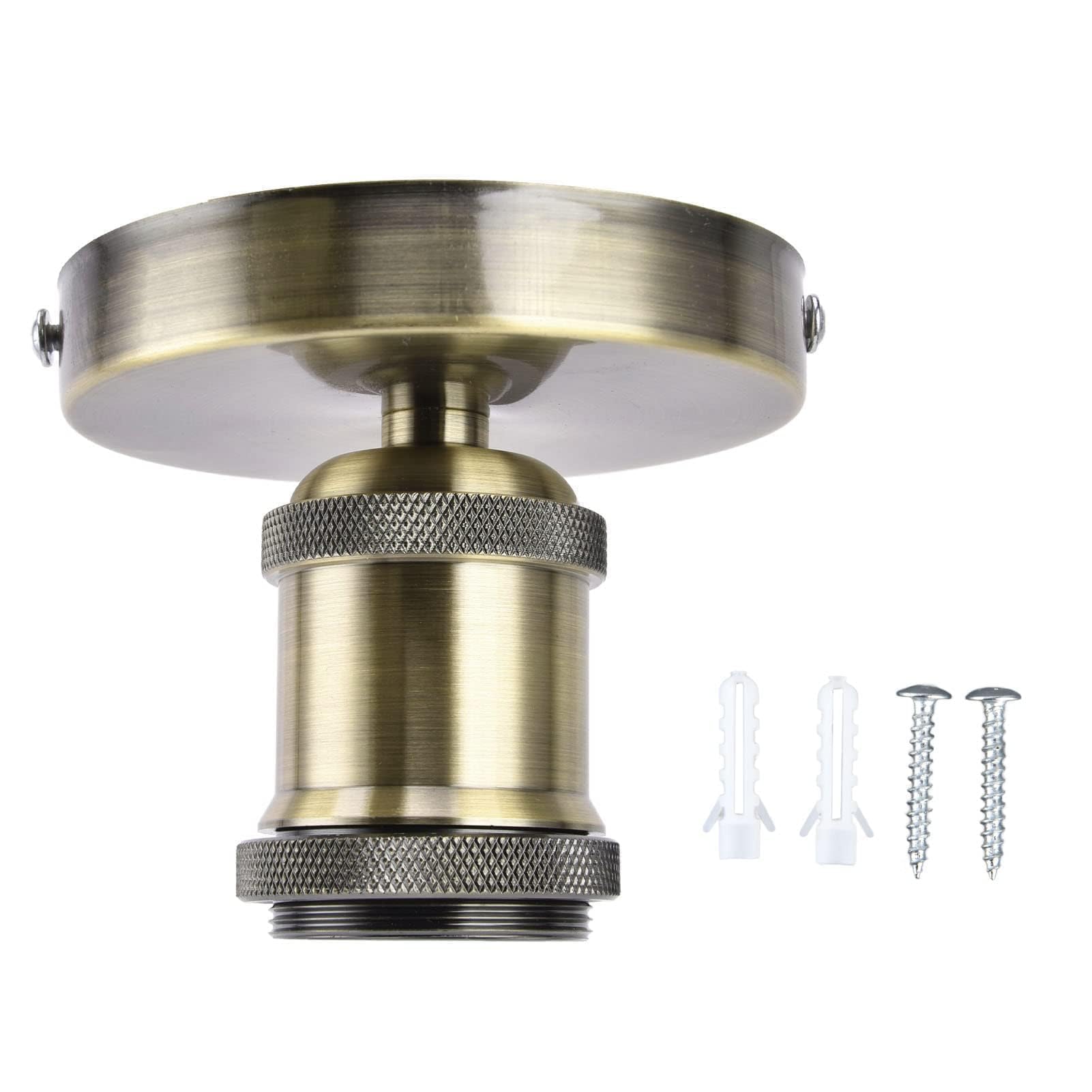 BAOFUYA Vintage E26 E27 Lamp Socket Retro Socket Holder with Accessories for Kitchen, Bedroom, Living Room (Bronze)