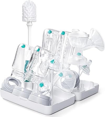 Termichy Baby Bottle Drying Rack on the Go with Brushes Teal BPA Free Grey Teats