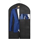 ZKXNBXX 43" Black Garment Bags for Hanging Clothes Storage and Men Travel with Car, Hanging Suit bag Cover with Zipper, Clear Window and Name Tag for Shirt, Jacket, Suit, Coat (1)