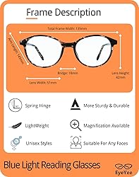 Blue Light Reading Glasses Round Frame Spring Hinge