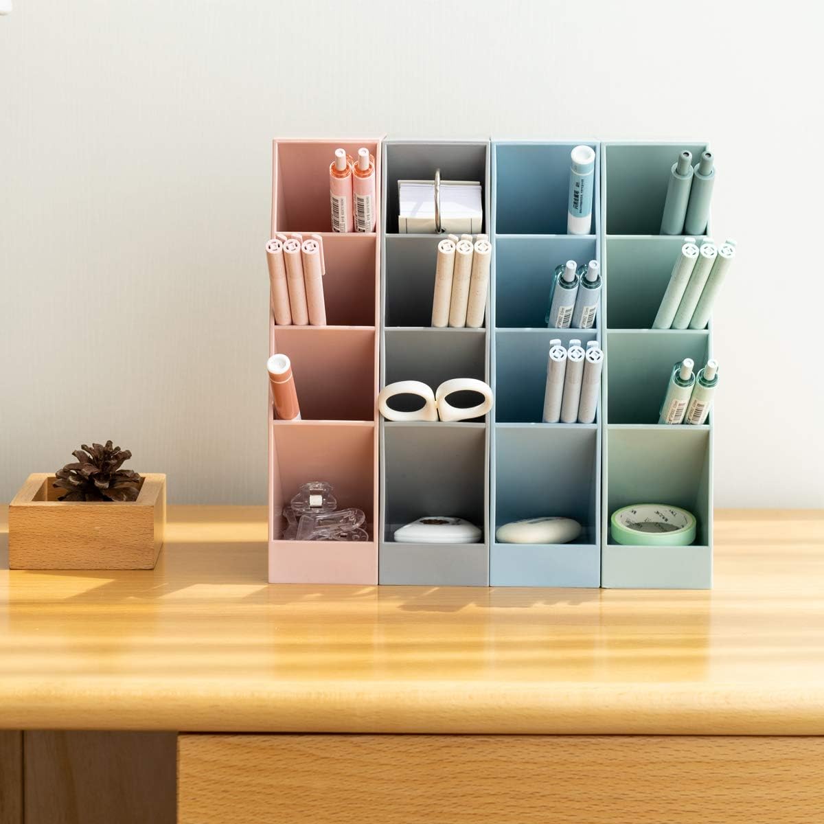 Lunmore Desk Organizer Pencil Holder Desktop Storage Makeup Brushes Caddy for Office School Home Supplies Small Size Set of 4 : Office Products