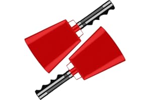 Deke Home - 2 Pack 10 Inch Steel Cowbells with Handle, Loud Noise Makers for Football, Sports, Parties, Competitions, School Spirit & Safety, Large Hand Bell for Cheering & Percussion Instrument