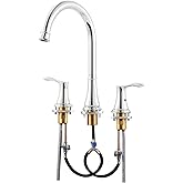 PARLOS High Arc 2-Handle Widespread Roman Tub Faucet with Valve & Faucet Supply Lines, Chrome, Demeter 1436201