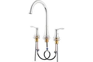 PARLOS High Arc 2-Handle Widespread Roman Tub Faucet with Valve & Faucet Supply Lines, Chrome, Demeter 1436201
