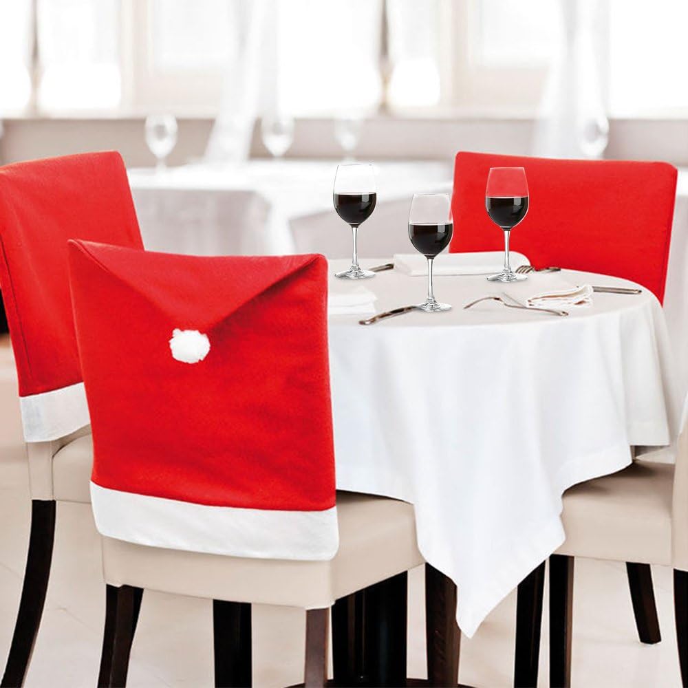 Best Santa Hat Chair Covers Christmas Decor Dinner Chair Xmas Cap Sets