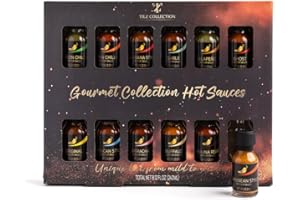 TILZ COLLECTION Hot Sauce Gift Sets - 12 Hot Sauce Bottles, Food Gifts For Men |Cooking, Birthday Gifts For Men, Women |Jalapeno, Habanero, Scotch Bonnet, Chilli Sauce For BBQ, Wings |Christmas, Vegan, Couple Present