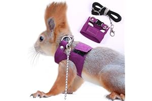 ADNIKIA Squirrel Traction Rope Strap Anti-Biting Chain Rope, Adjustable Vest, Small Animal Walking Harness with Lead Leash, Hamster Gerbil Rat Mouse Ferret Chinchilla Small Animal Walking Leash