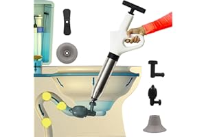 SOSFKIM Plunger Blaster Gun, Toilet Plunger, Powerful High Pressure Air Drain Blaster Gun with Real-Time Barometer, Stainless Steel Toilet Clog Remover for Toilet Bathroom