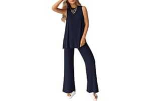 PRETTYGARDEN Women's 2 Piece Lounge Set 2025 Summer Casual Loose Tank Top Wide Leg Pants Matching Travel Outfits Tracksuit