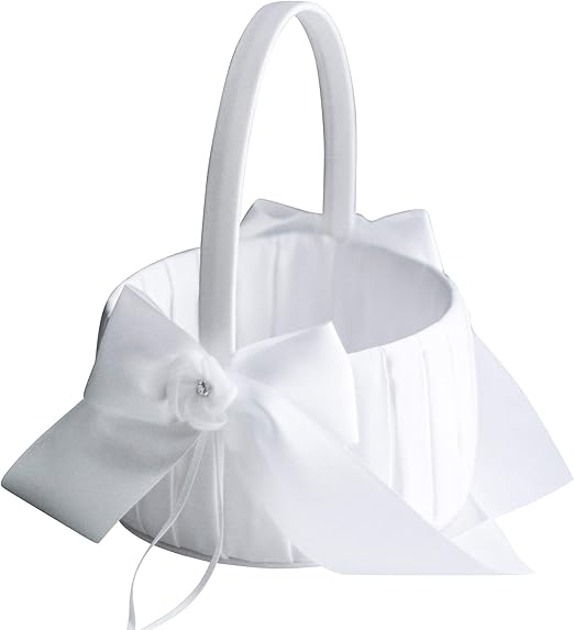 white flower girl baskets