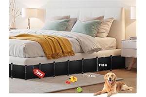 LEICHTEN Under Bed Blocker for Pets 11.8" Height 83" Length in Total, Adjustable Bed Blockers to Keep Cats/Dogs Out from Under Beds Fit Twin, TwinXL, Full Bed, Easy to Use, Black