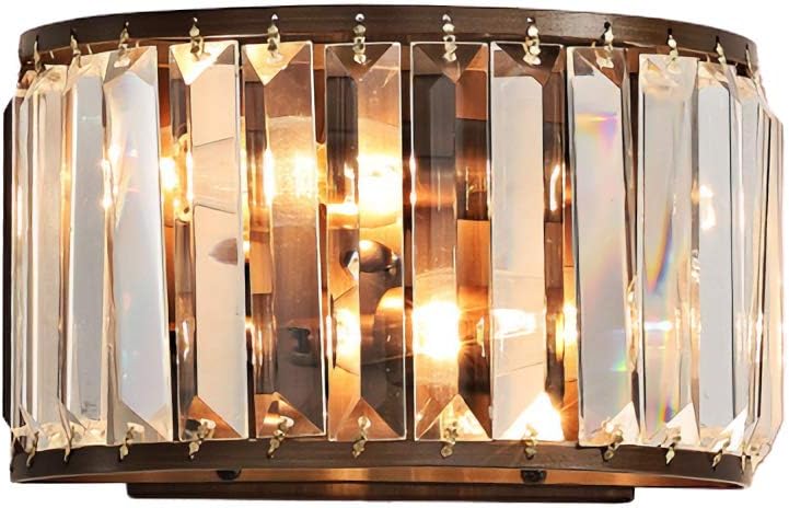 DPG Modern Crystal Wall Light Brown Wrought Iron Wall Lights E14 Bulb Decorative Wall Sconce Villa Restaurant Hotel Stairs Bar Living Room Bedroom Dining Room Lighting Fixtures