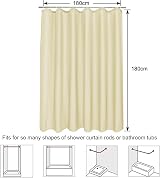 EurCross Beige Shower Curtain 180x180cm Mould Proof Washable Quick Dry view 6