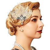 GENBREE 1920s Headpiece Feather Hair Clip Peacock Fascinator Accessories for Women