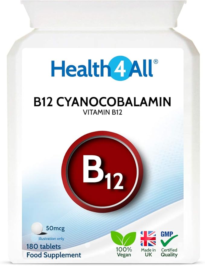 Vitamin B12 Cyanocobalamin 50mcg 180 Tablets (V) Vegan. Made by