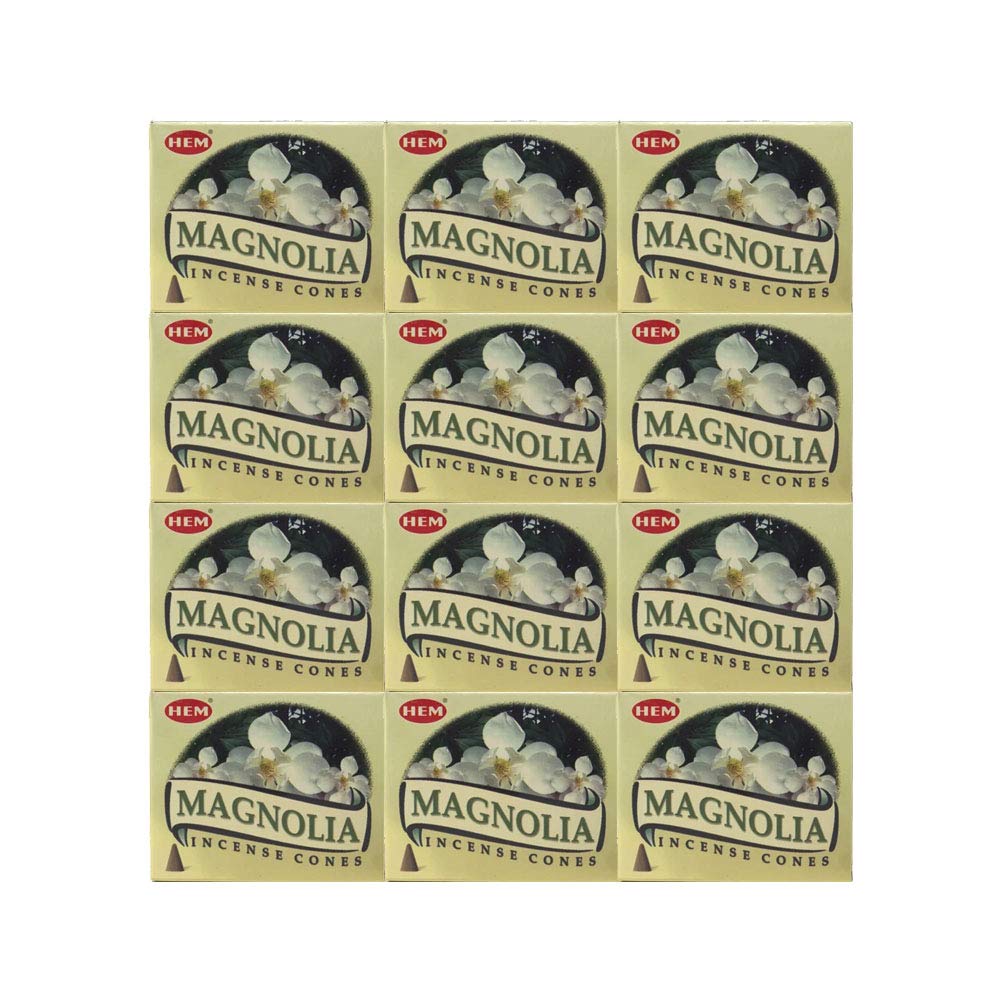 Magnolia - Case of 12 Boxes, 10 Cones Each - HEM Incense From India