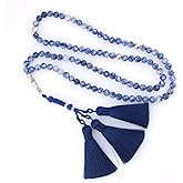 beirunde Muslims Islamic 99 Dhikr Tasbeeh Tasbih Prayer Beads, Blue Stone Beads with Tassel