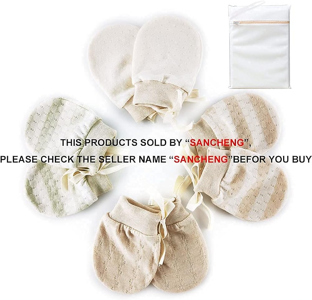 Organic Baby Mittens Newborn Glove No Scratch for Infants Unisex 4 Pairs Soft: Clothing
