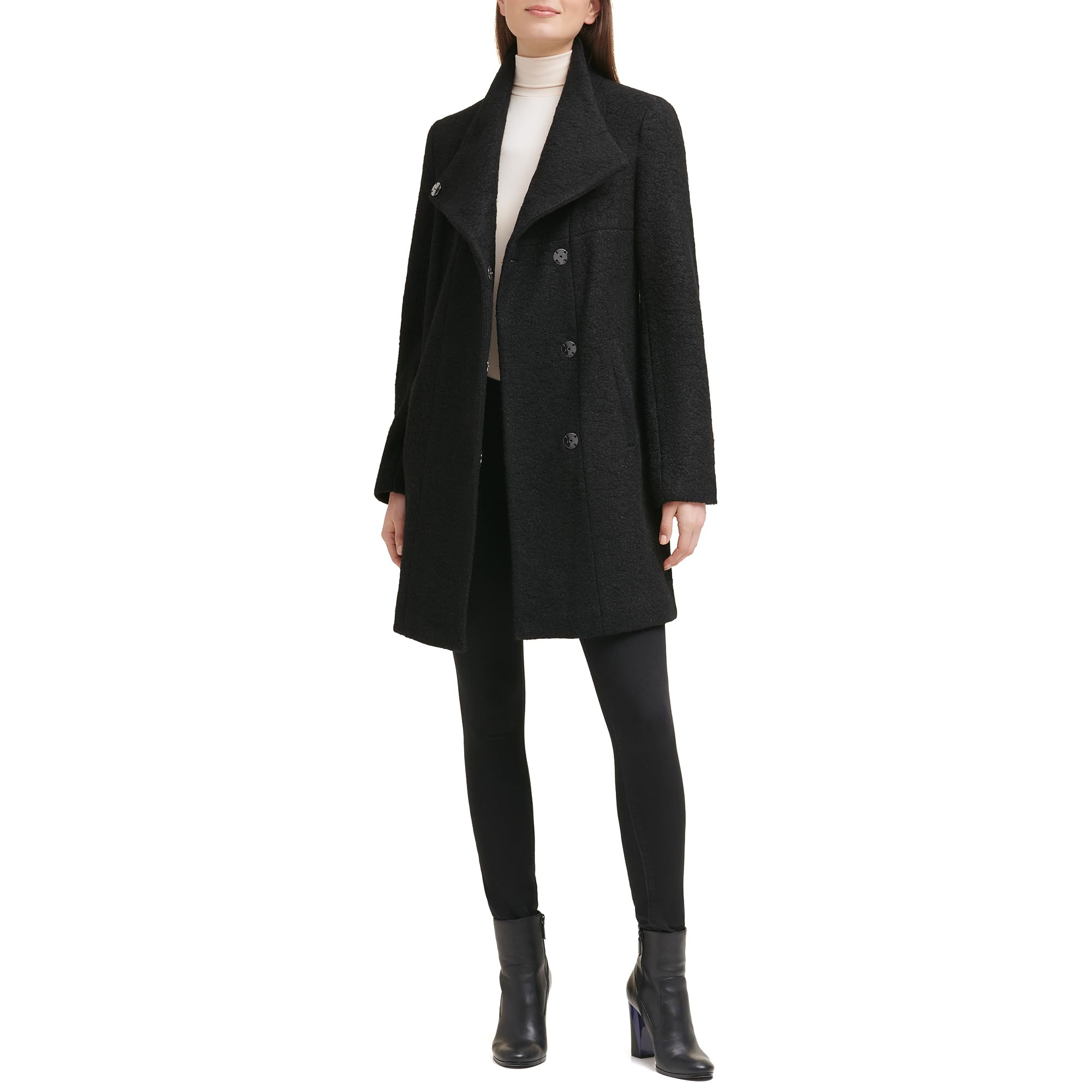 Photo 1 of Kenneth Cole Women's Wool Blend Boucle Coat, Black, X-Small