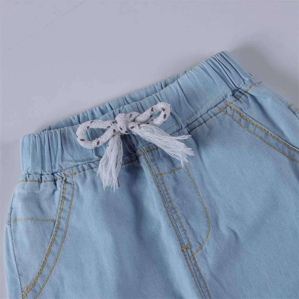 MODNTOGA Toddler Kid Boys Girls Elastic Waist Denim Jeans Summer Pants Blue: Clothing