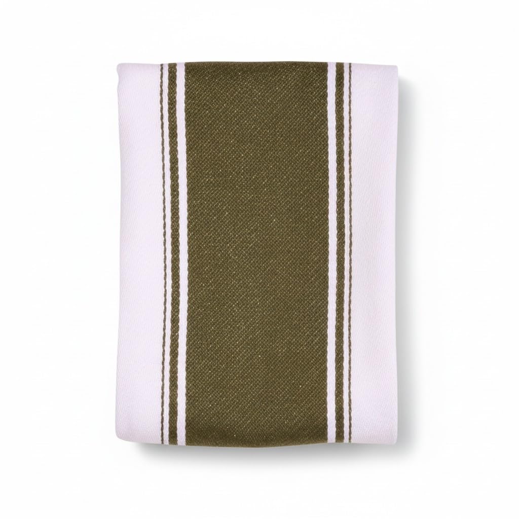 Dexam Love Colour Striped Tea Towels, Olive Green