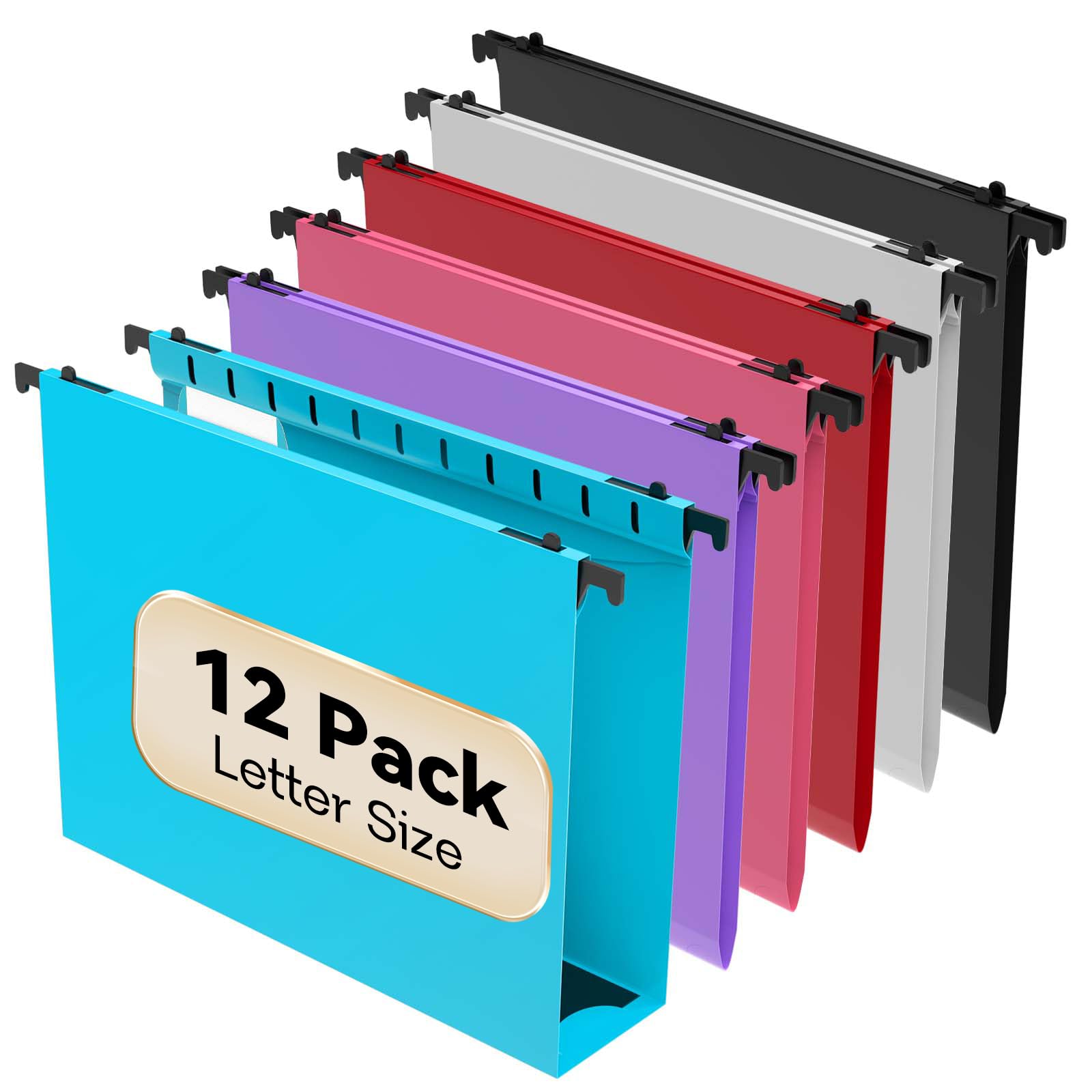 Photo 1 of Nordun Extra Capacity Plastic Hanging File Folder Letter Size,12 Pack Reinforced Hang Folders with Heavy Duty 2 Inch Expansion, Durable Hanging Organizer Designed for Bulky Files, Assorted Colors