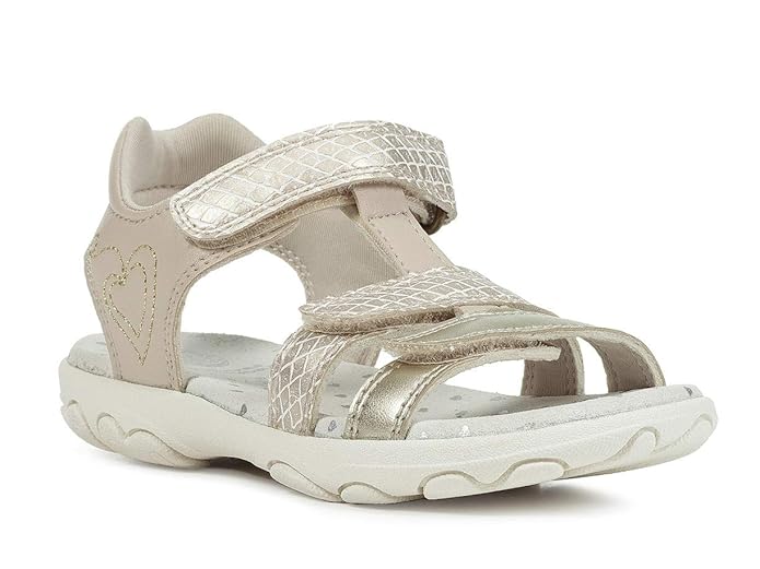Geox SP Geox J9290B 0QDBC C0871 Cuore Mädchen Sandale aus Lederimitat Klettverschluss, Groesse 27, beige/Gold