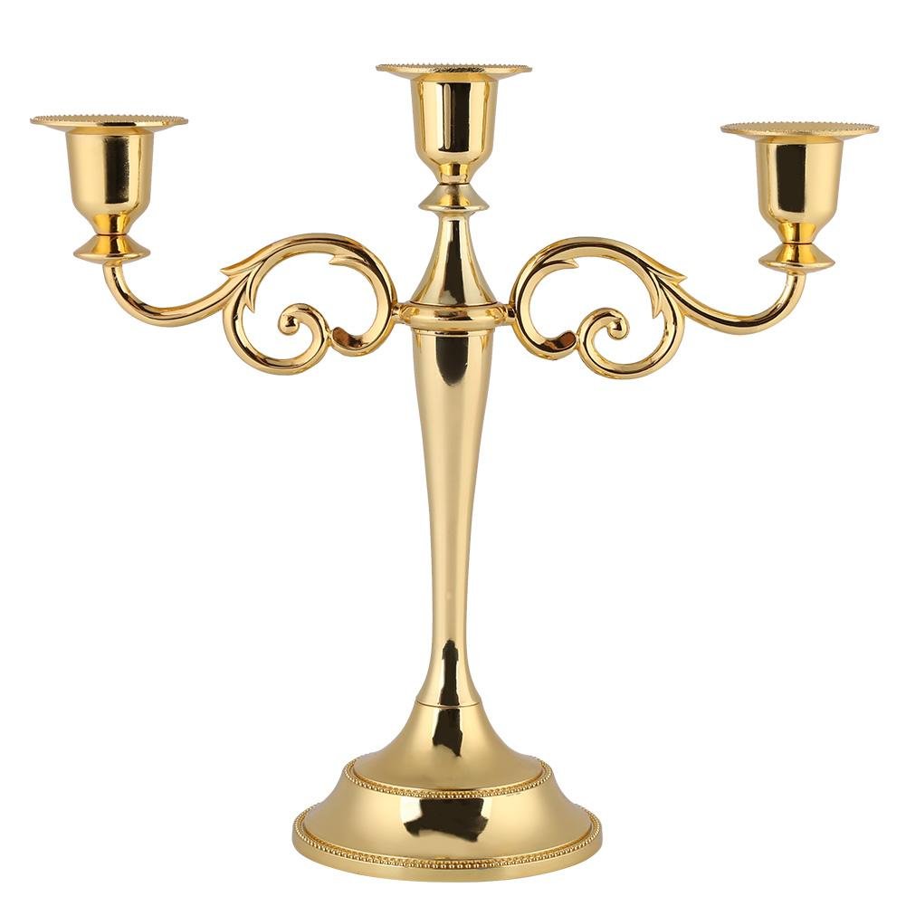 Arms Candle Holder, European Style Candelabra Metal Candle Holder for Home Wedding Dinner Candlestick Decor(Gold)3 arm candle holder, 3 branch candle stand, 3 stick candle holder