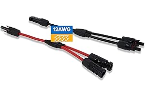 Solar Super Sonic Pack of 2 Solar Y Branch Connectors - IP68 Waterproof Solar Panel Cable Connectors - Solar Branch Connector for Parallel Connection, Inspected & Kitted in The US, M/F (12 Awg Wire)